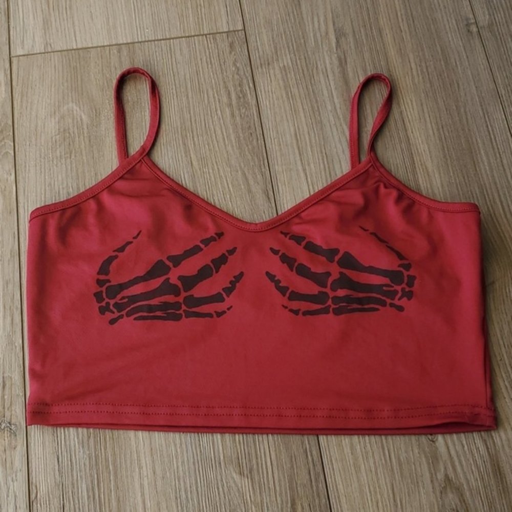 Skeleton Hands Cropped Cami Top